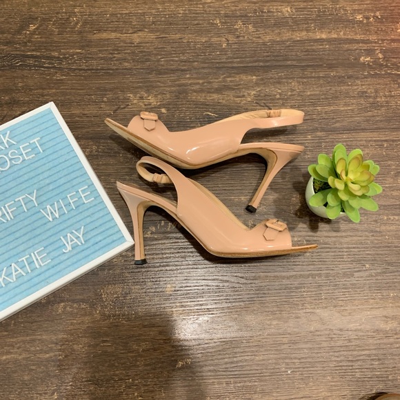 Manolo Blahnik Nude Slingback Buckle Heels Size 8 - Picture 2 of 6